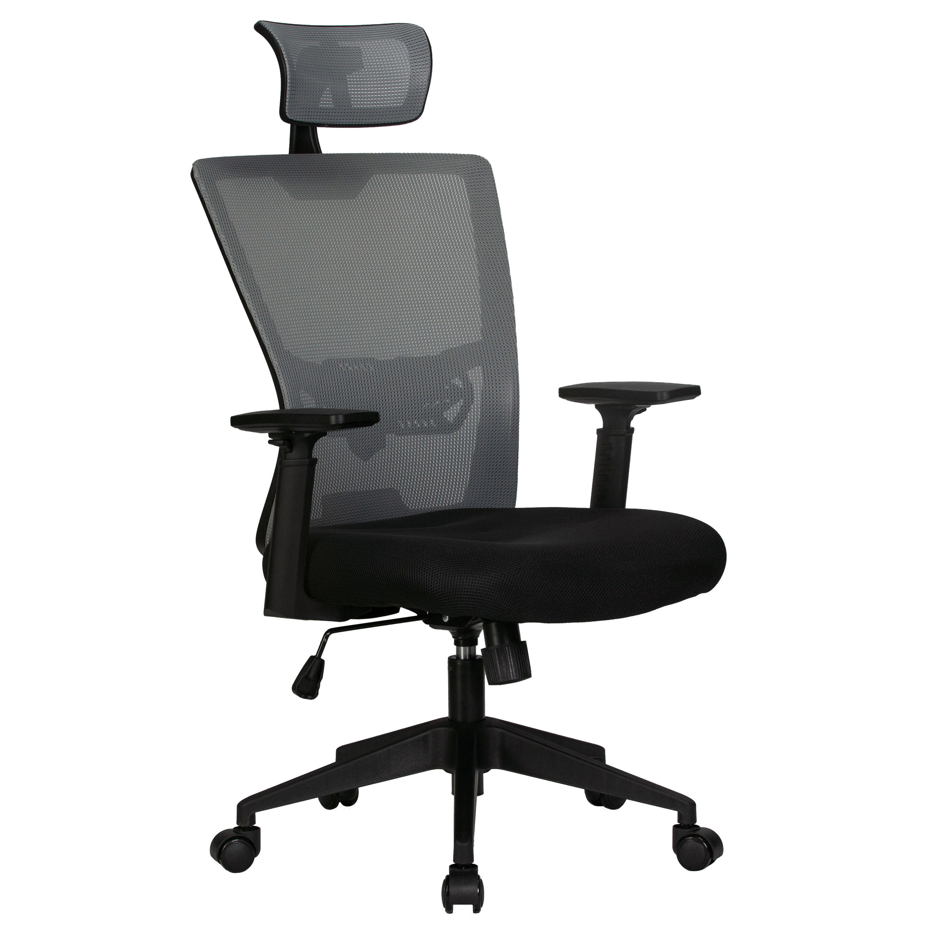 Офисное кресло DOBRIN 121B-LMR NIXON чёрный, серая сетка