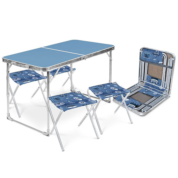 Набор мебели складной стол и 4 стула Nika ССТ-К2 голубой-джинс