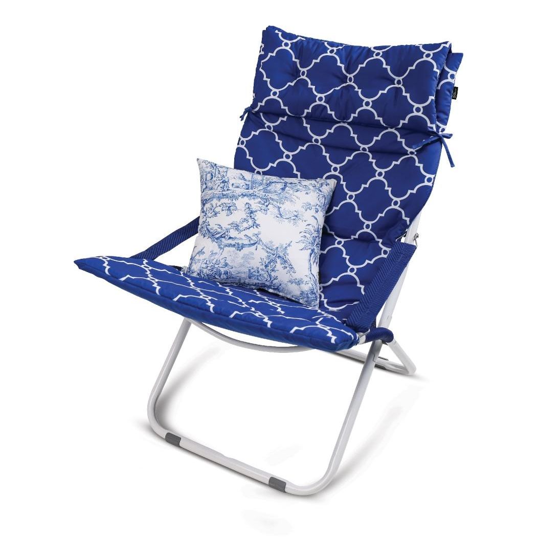 Кресло-шезлонг складное со съемным матрасом и декоративной подушкой Nika Haushalt HHK6/BL синий