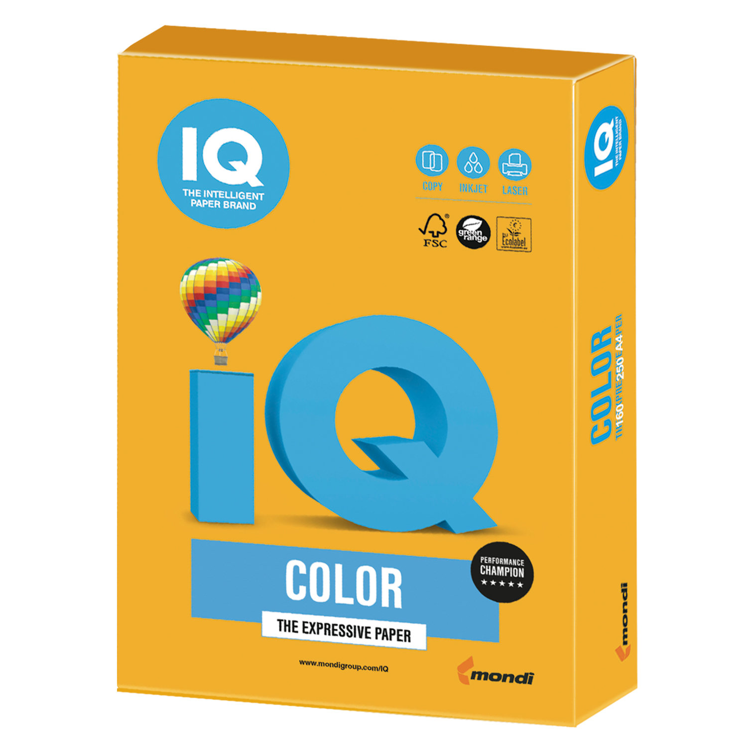 Бумага цветная IQ color, А4, 160 г/м2, 250 л., тренд, старое золото, AG10