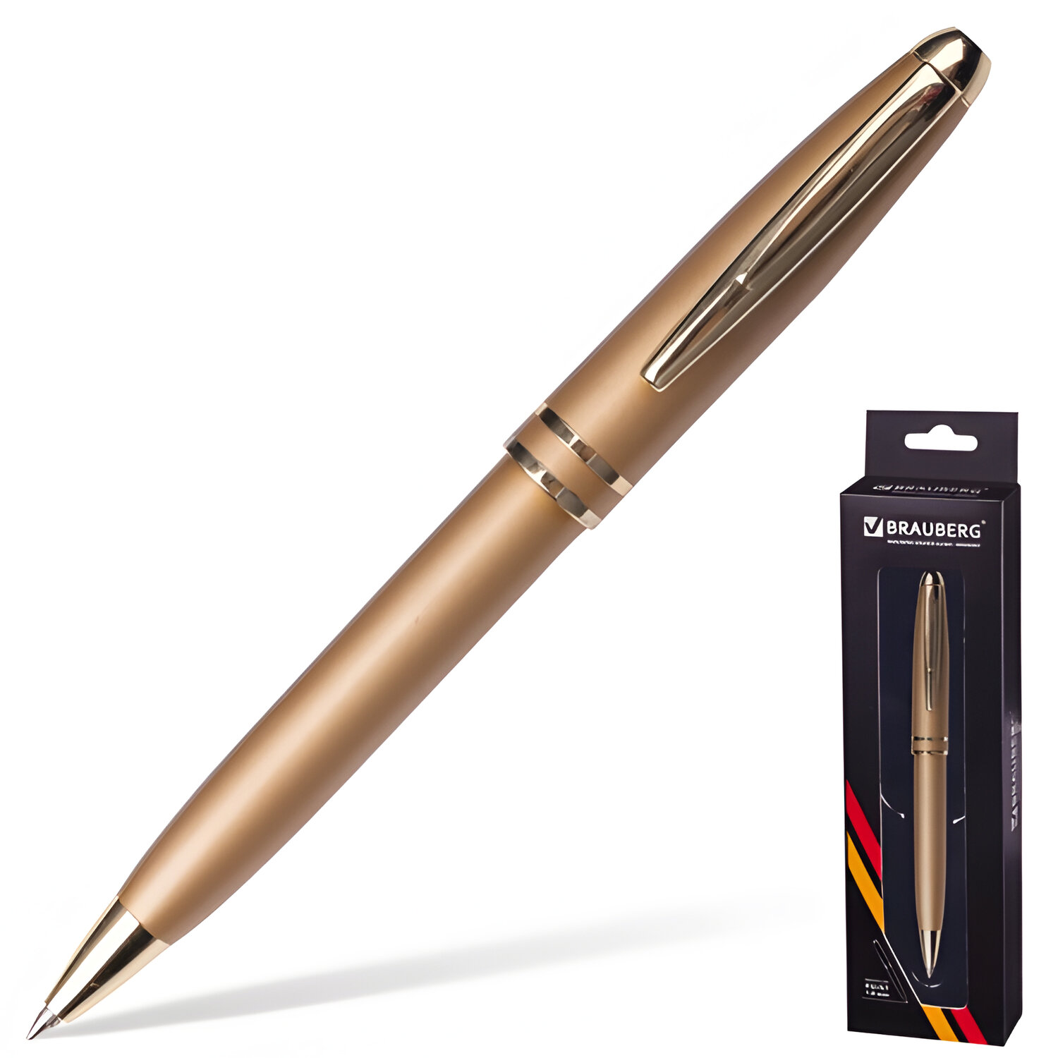 Ручка подарочная шариковая BRAUBERG Oceanic Gold, корпус золотистый, узел 1 мм, линия письма 0,7 мм, синяя, 140722