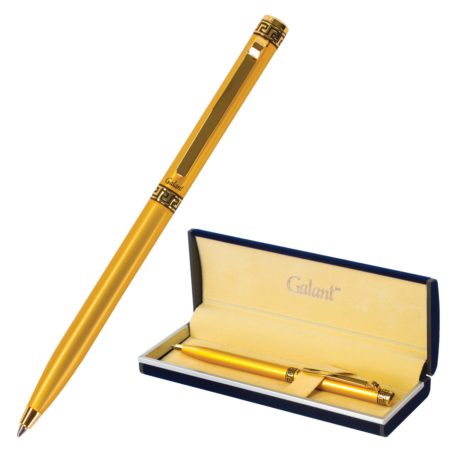 Ручка подарочная шариковая GALANT Ingrid, тонкий корпус, золотистый, золотистые детали, пишущий узел 0,7 мм, синяя, 141008