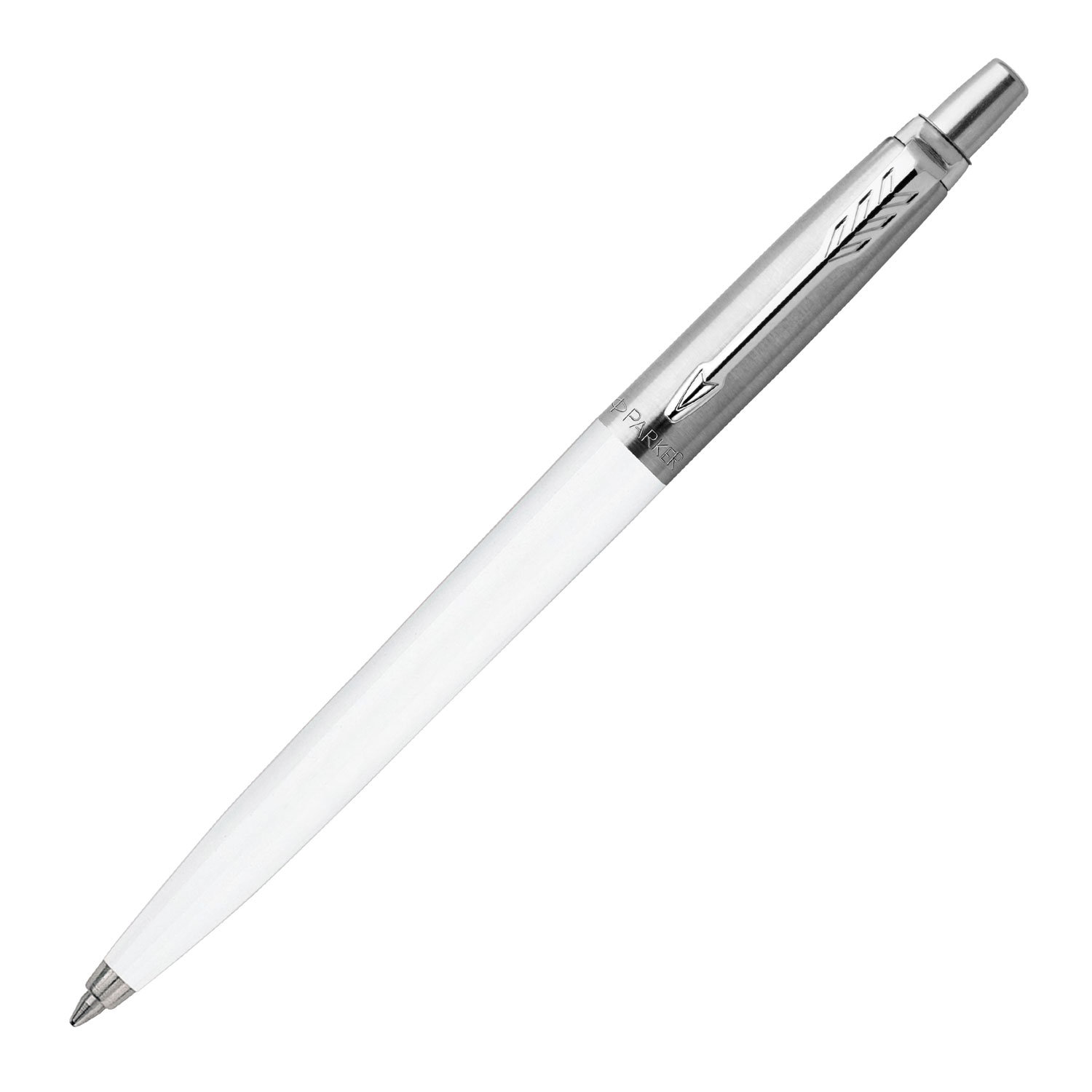 Ручка шариковая PARKER Jotter Plastic CT, корпус белый, детали из нержавеющей стали, синяя, R0032930