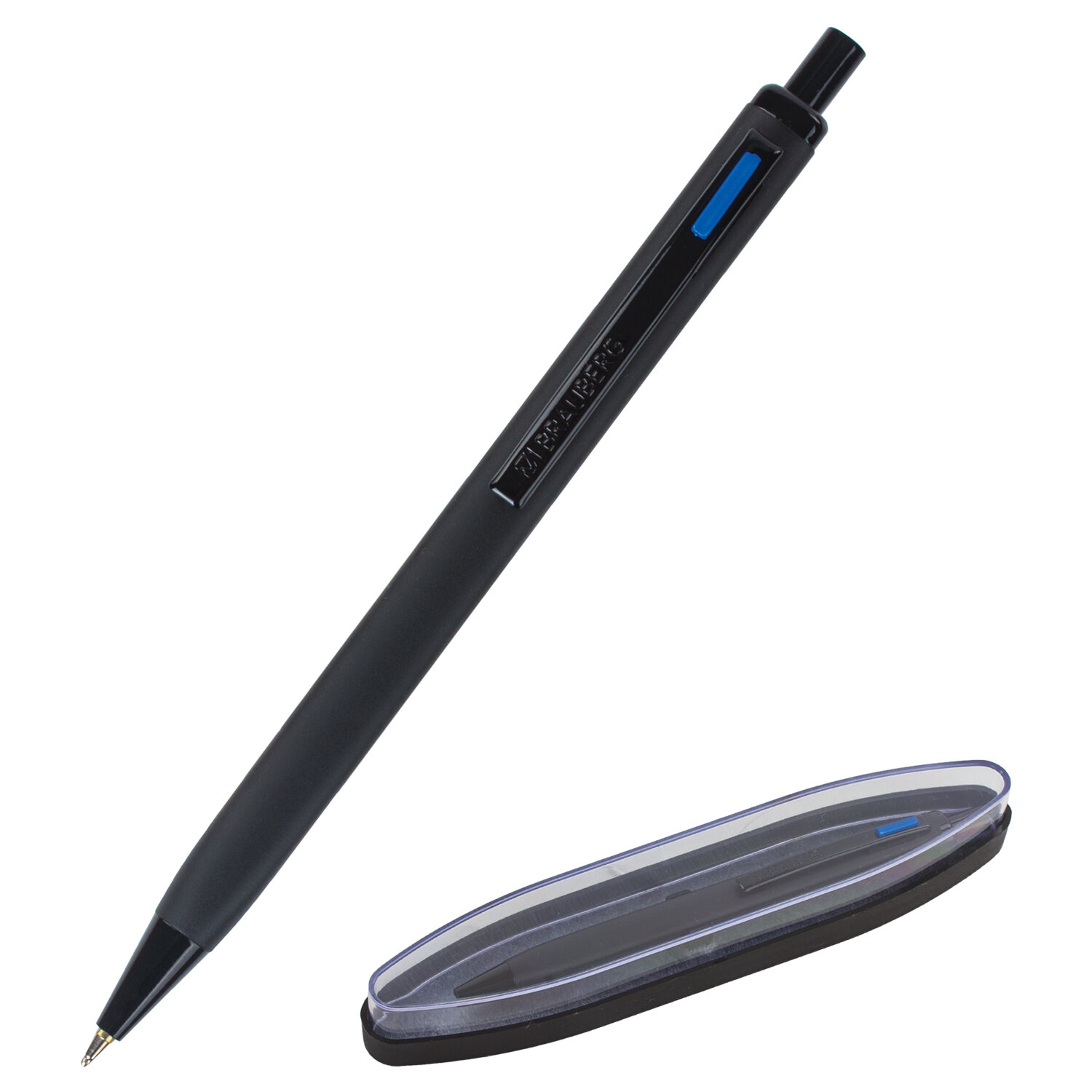 Ручка подарочная шариковая BRAUBERG Nota, СИНЯЯ, корпус черный, трехгранная, линия письма 0,5 мм, 143488