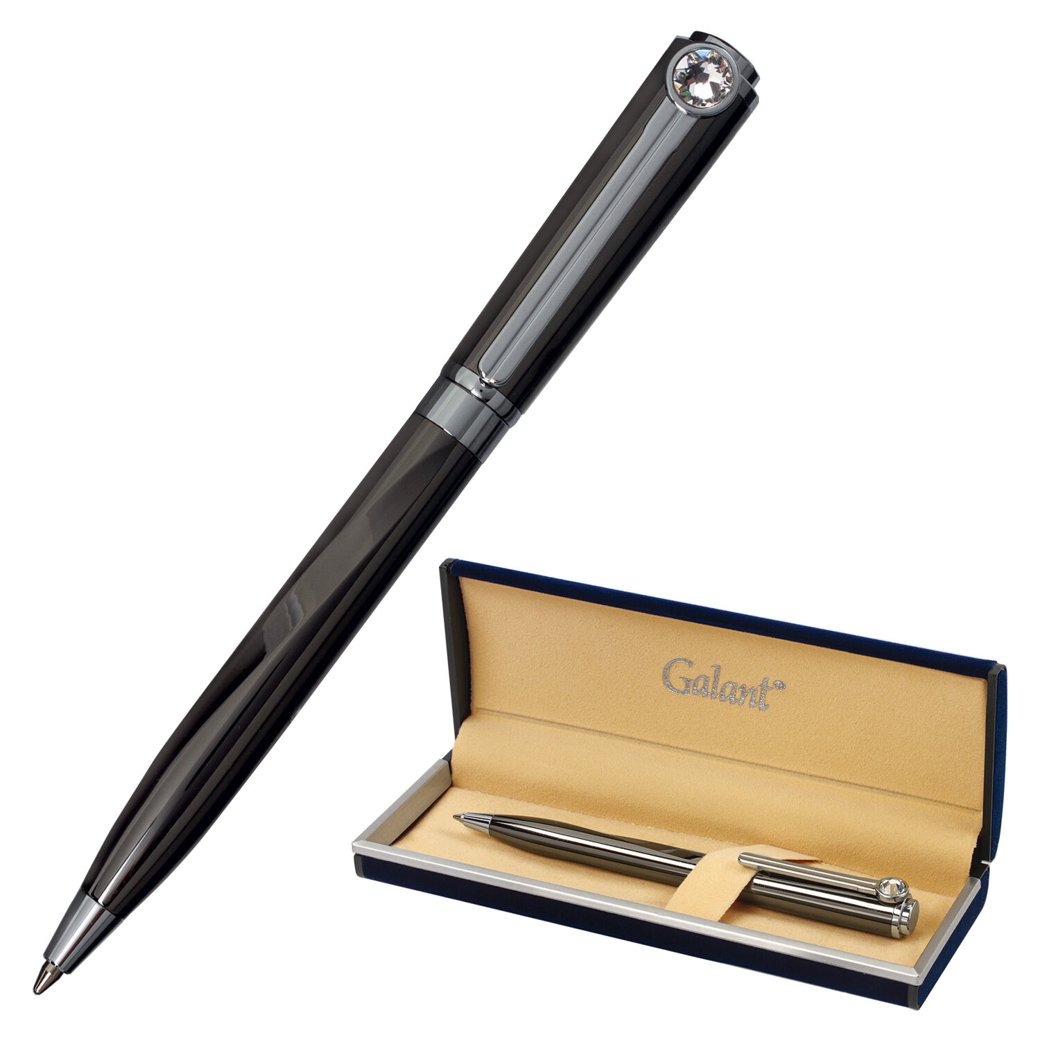 Ручка подарочная шариковая GALANT VITRUM, корпус металл, детали серебристые, узел 0,7 мм, синяя, 143504