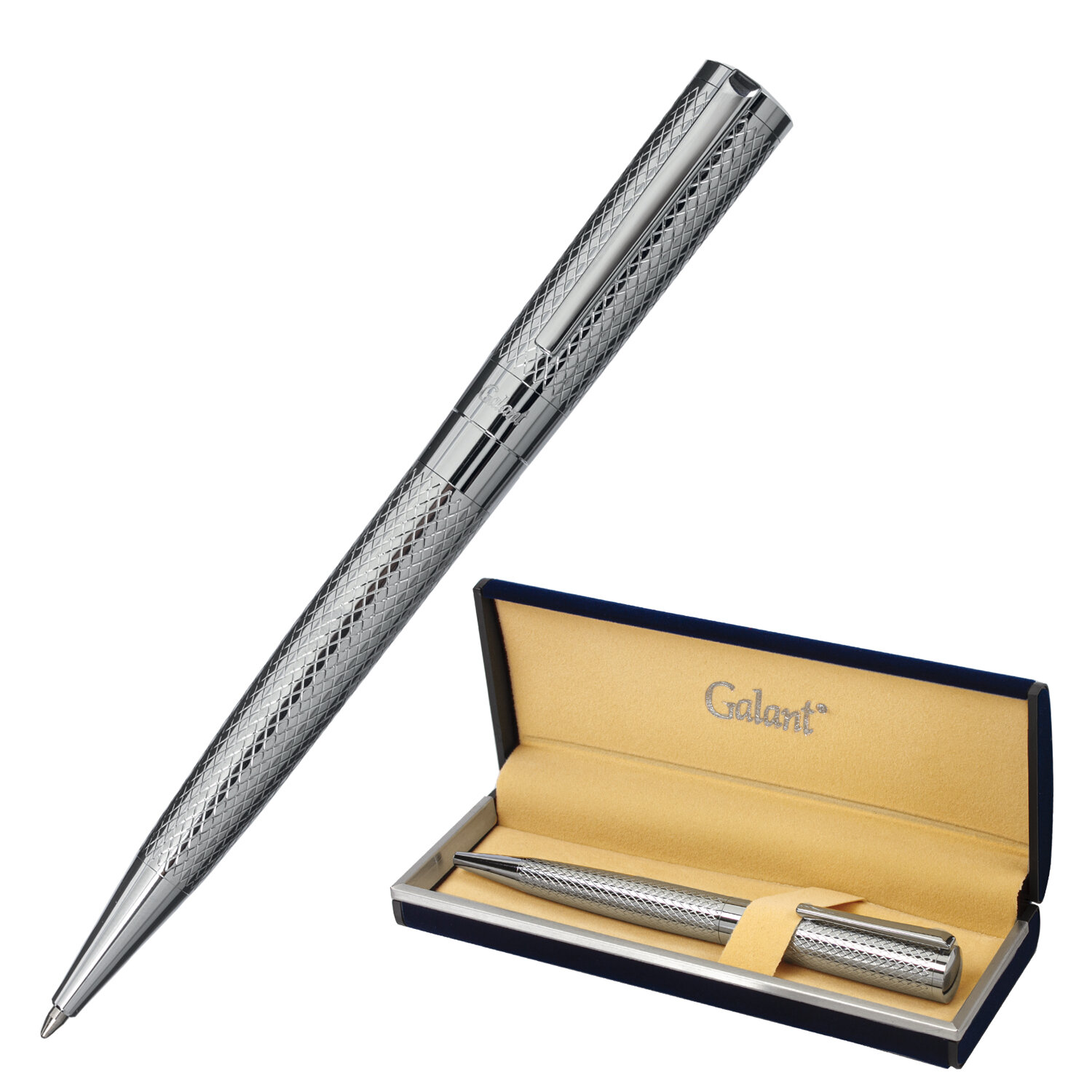 Ручка подарочная шариковая GALANT ETUDE, корпус серебристый, детали хром, узел 0,7 мм, синяя, 143506