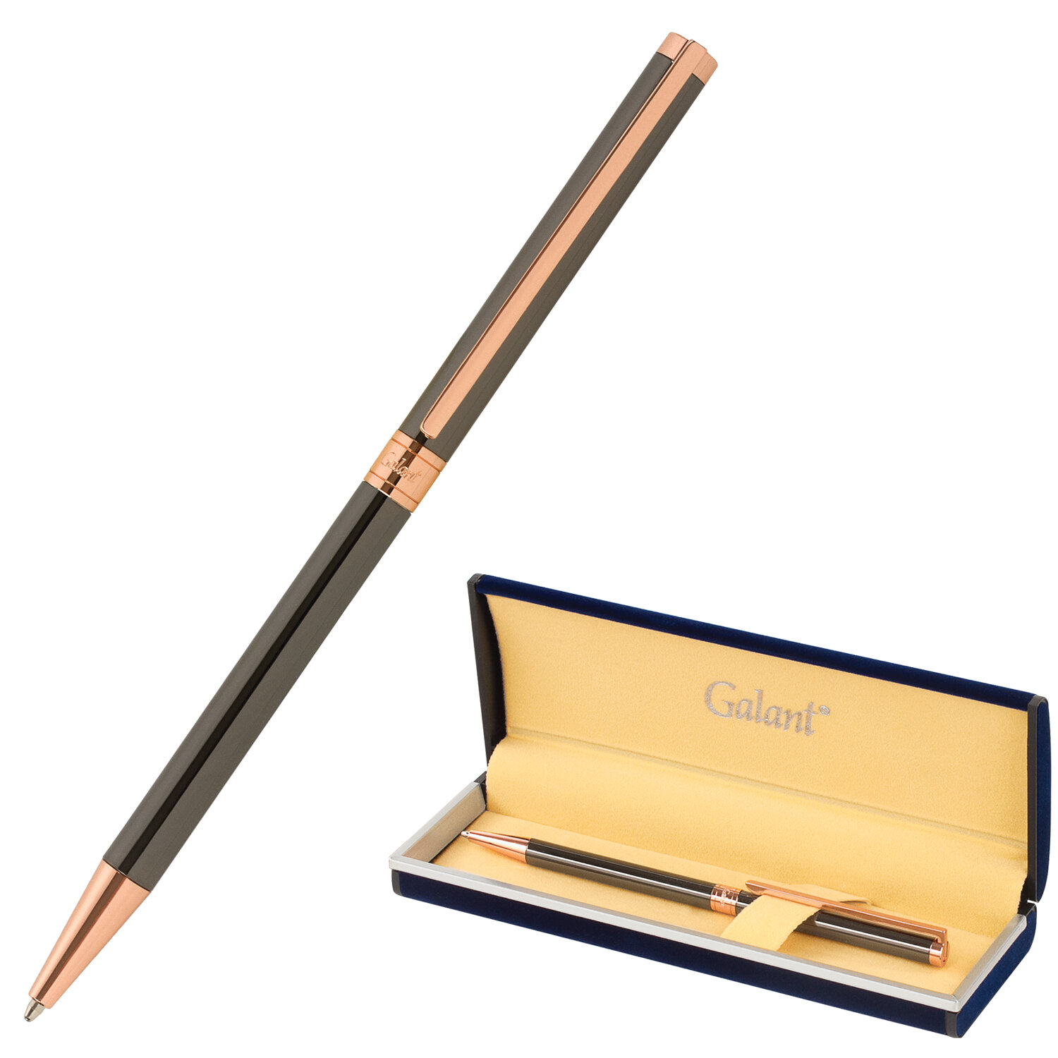 Ручка подарочная шариковая GALANT ASTRON BRONZE, корпус металлический, детали розовое золото, узел 0,7 мм, синяя, 143524