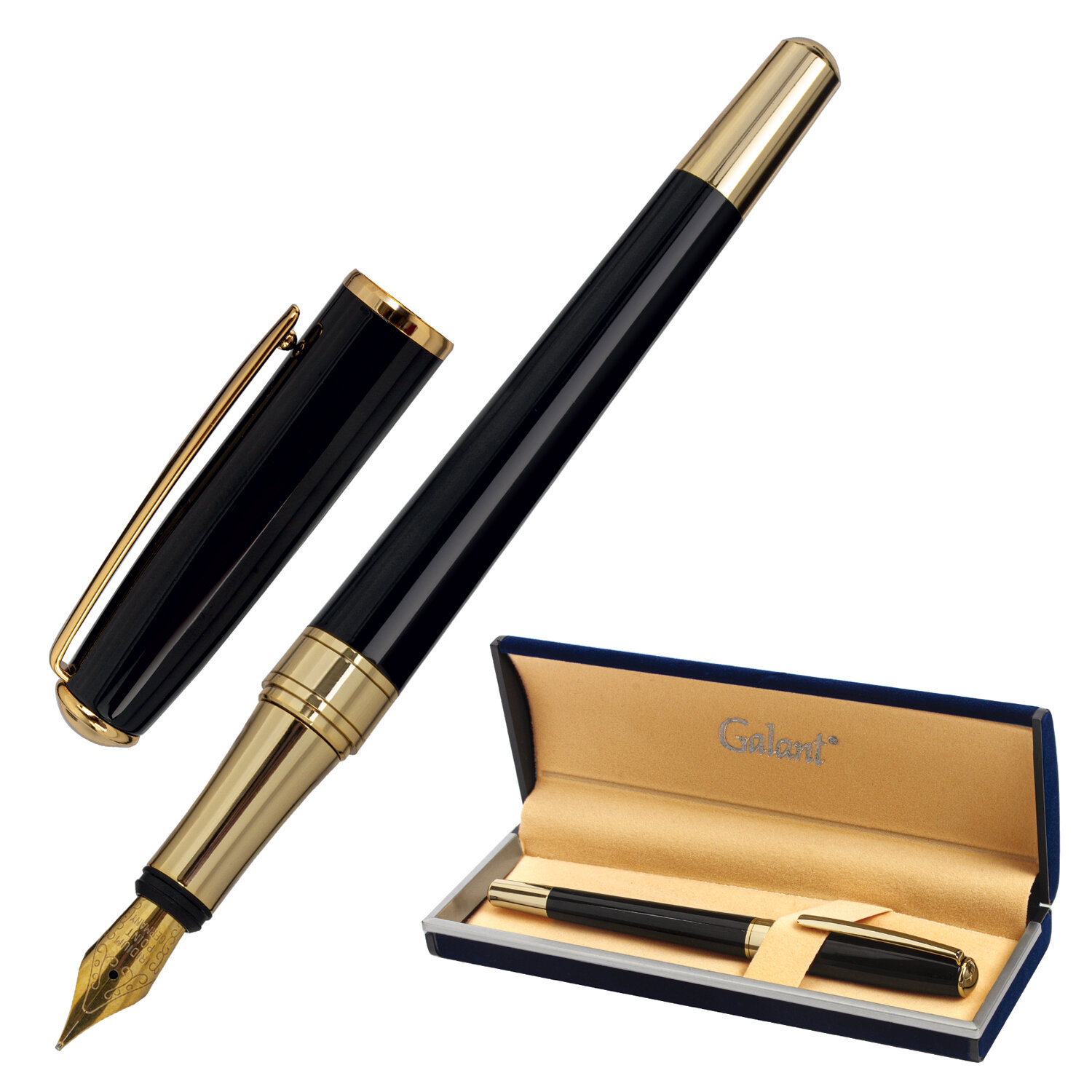 Ручка подарочная перьевая GALANT LUDUS, корпус черный, детали золотистые, узел 0,8 мм, 143529