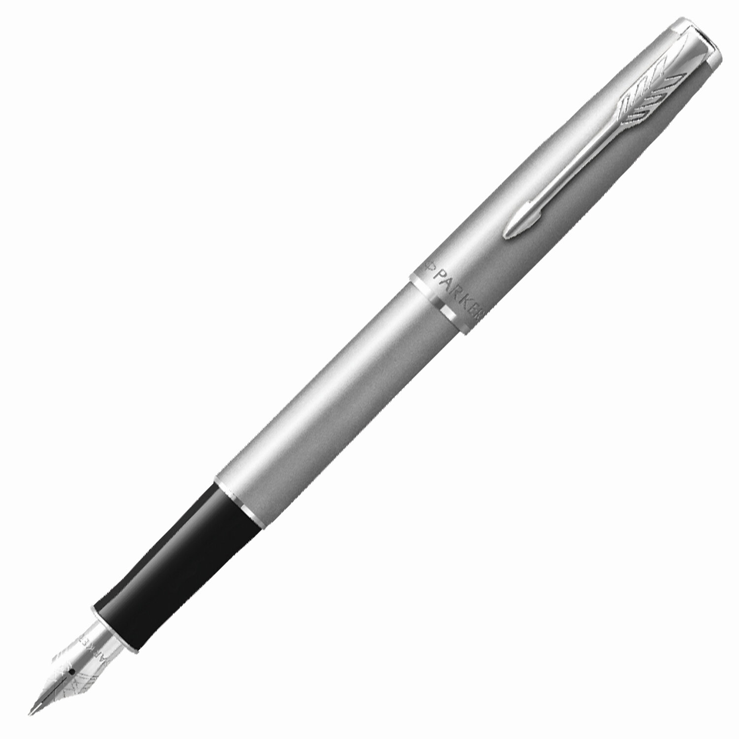 Ручка перьевая PARKER Sonnet Sand Blasted Stainless Steel, корпус серебристый, нержавеющая сталь, черная, 2146873