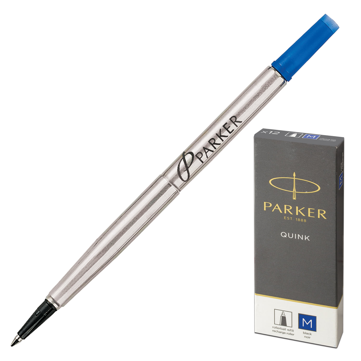 Стержень для ручки-роллера PARKER Quink RB, металлический, 116 мм, линия письма 0,7 мм, синий, 1950311