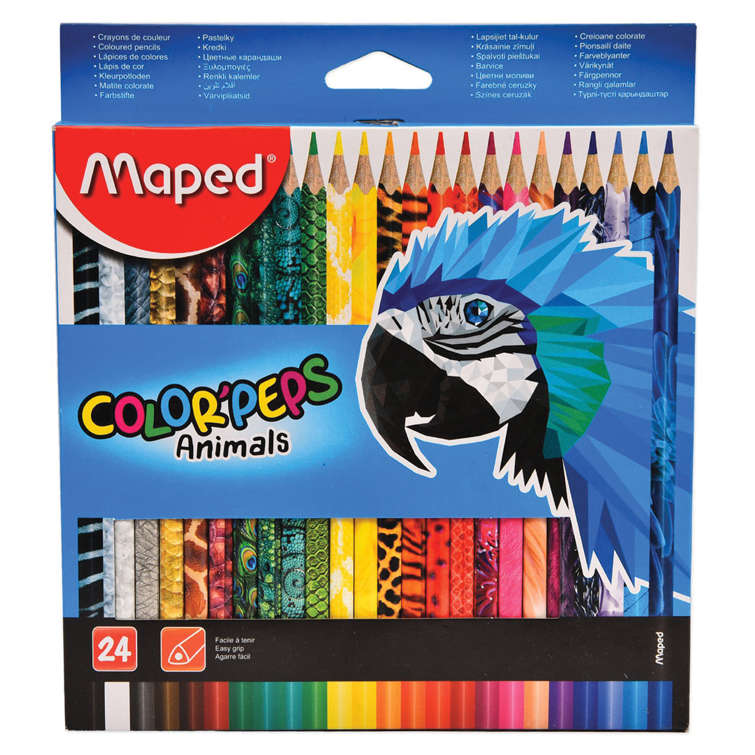 Карандаши цветные MAPED Color'Peps Animals', 24 цвета, трехгранные, заточенные, европодвес, 832224