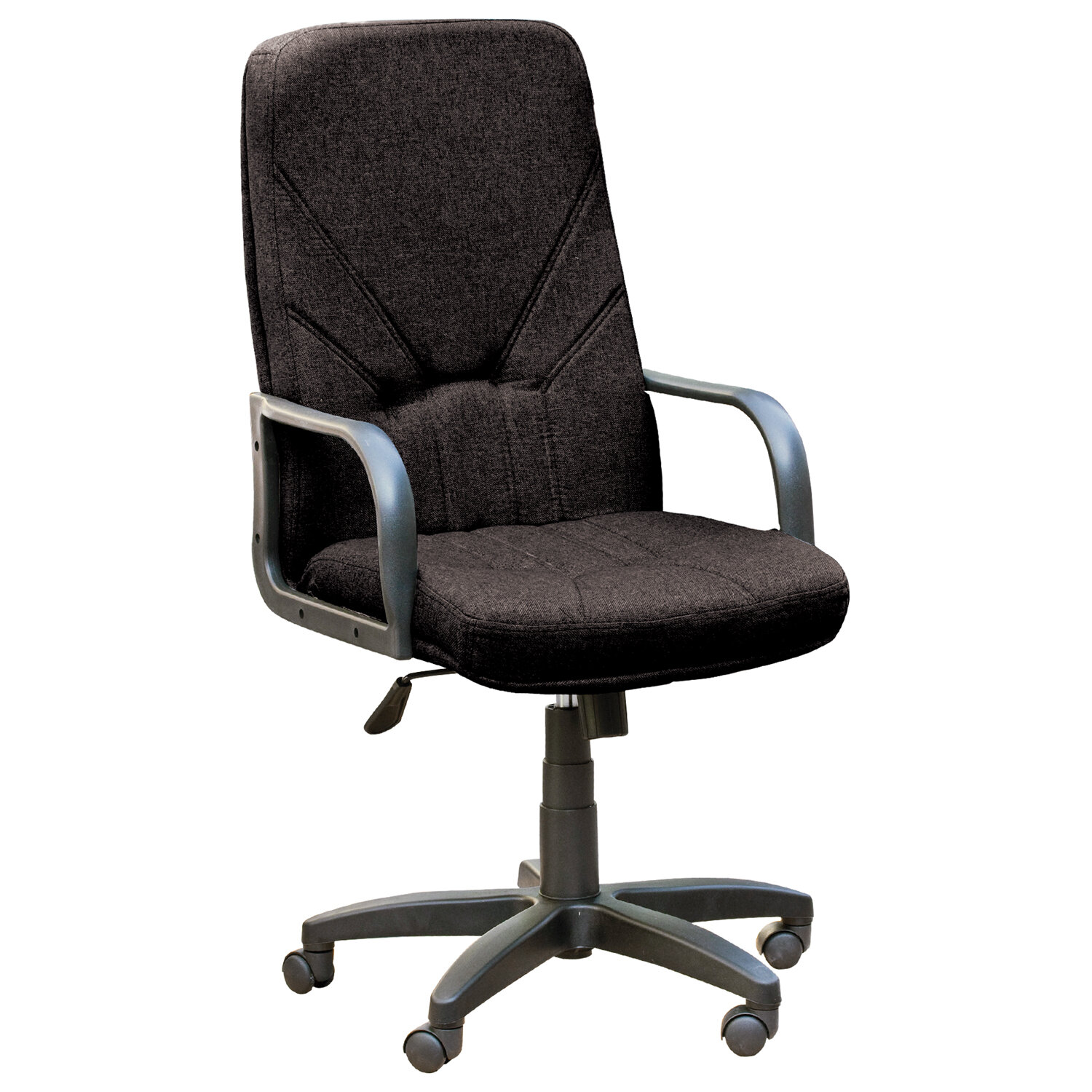Кресло офисное Менеджер, ткань, монолитный каркас, черное С-11, В-14
