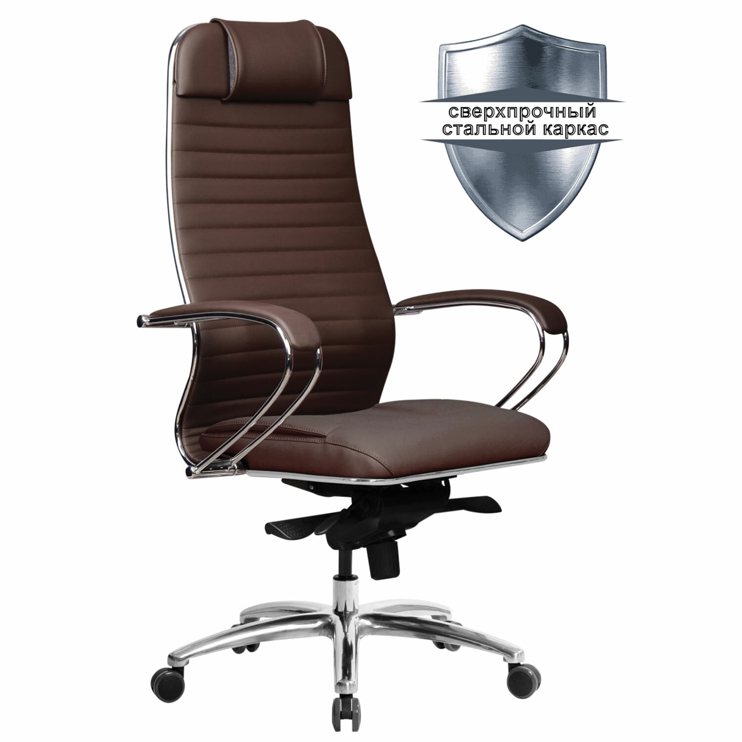 Кресло офисное МЕТТА SAMURAI KL-1.04, рецик. кожа, темно-коричневое