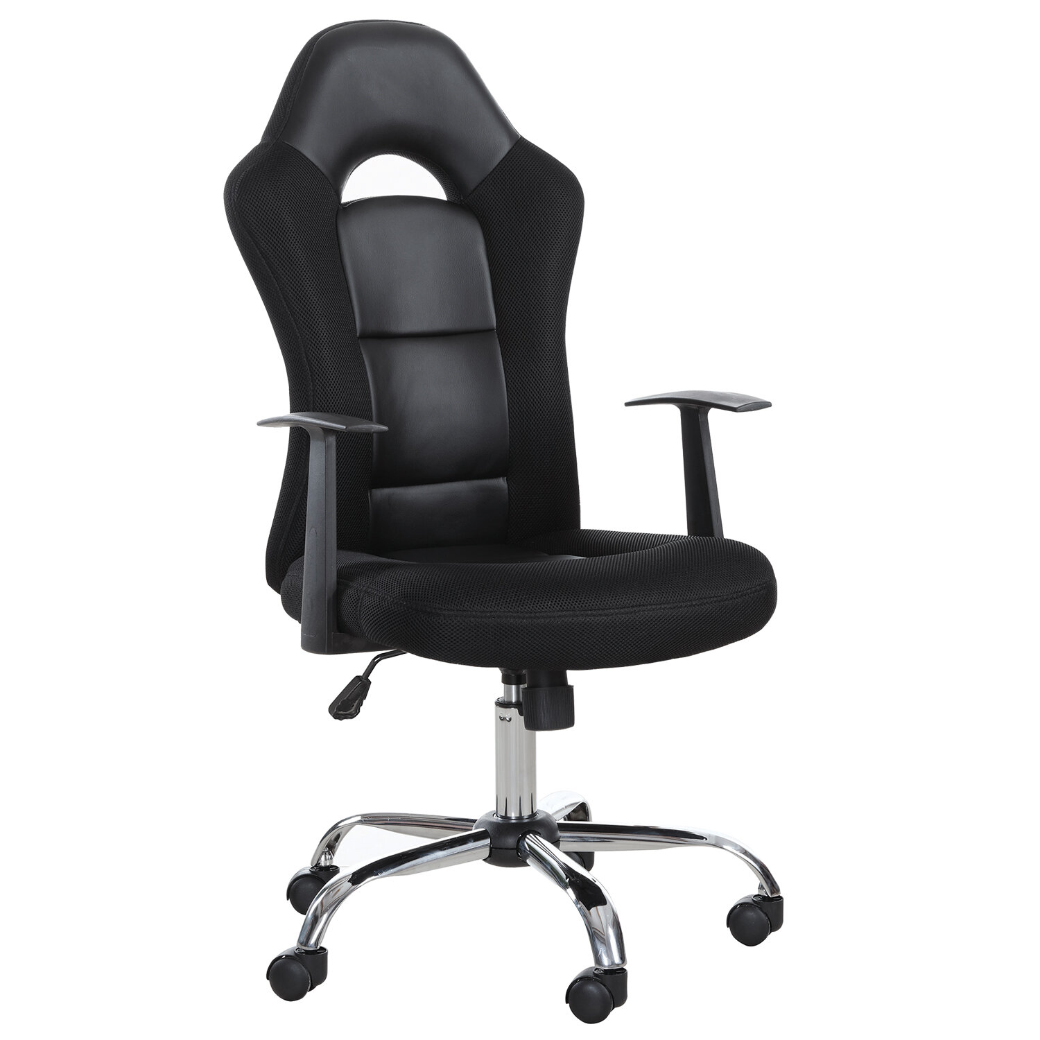 Кресло компьютерное BRABIX Fusion EX-560, экокожа/ткань, хром, черное, 531581