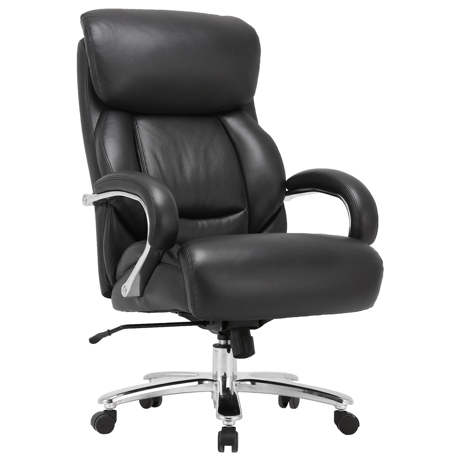 Кресло из натуральной кожи BRABIX PREMIUM Pride HD-100, НАГРУЗКА до 250 кг, черное, 531940