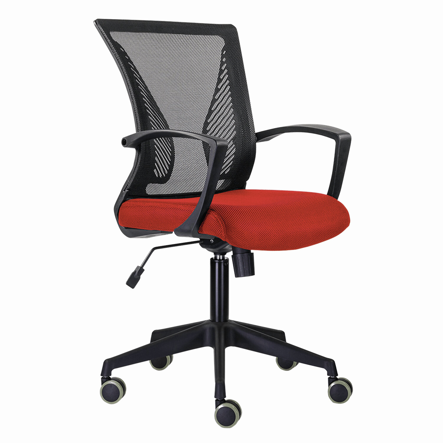 Кресло BRABIX Wings MG-309, пластик черный, сетка, черное/красное, 532014