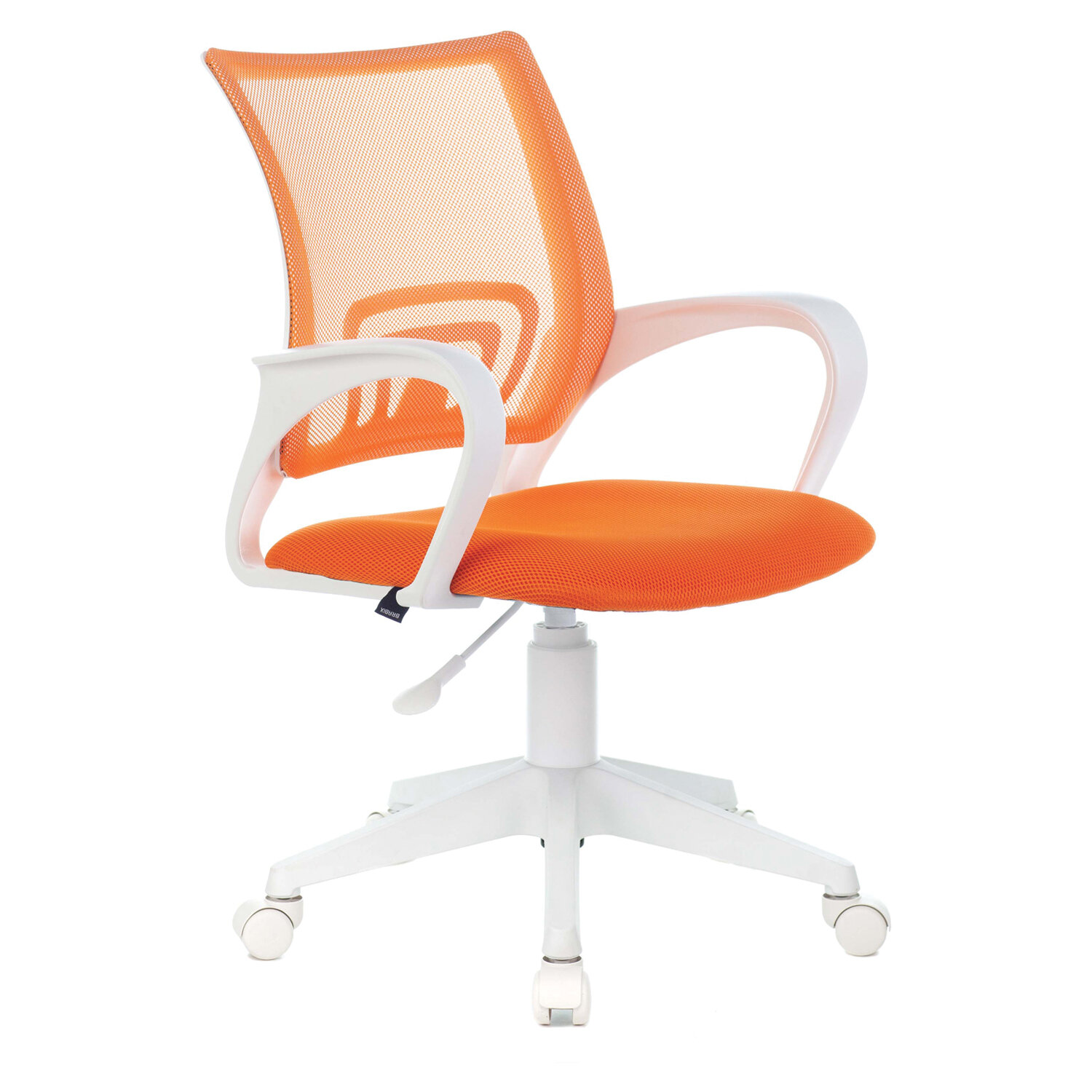 Кресло BRABIX Fly MG-396W, с подлокотниками, пластик белый, сетка, оранжевое, 532401, MG-396W_532401