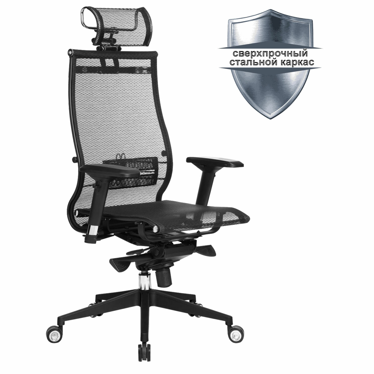 Кресло офисное МЕТТА SAMURAI Black Edition, сверхпрочная сетка, регулируемое, черное