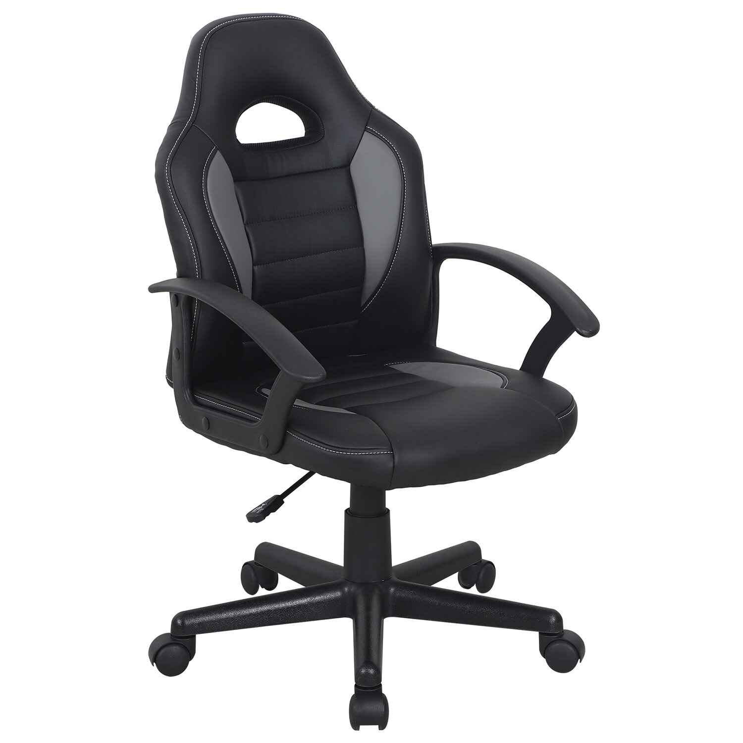Кресло компьютерное BRABIX Spark GM-201, экокожа, черное/серое, 532504