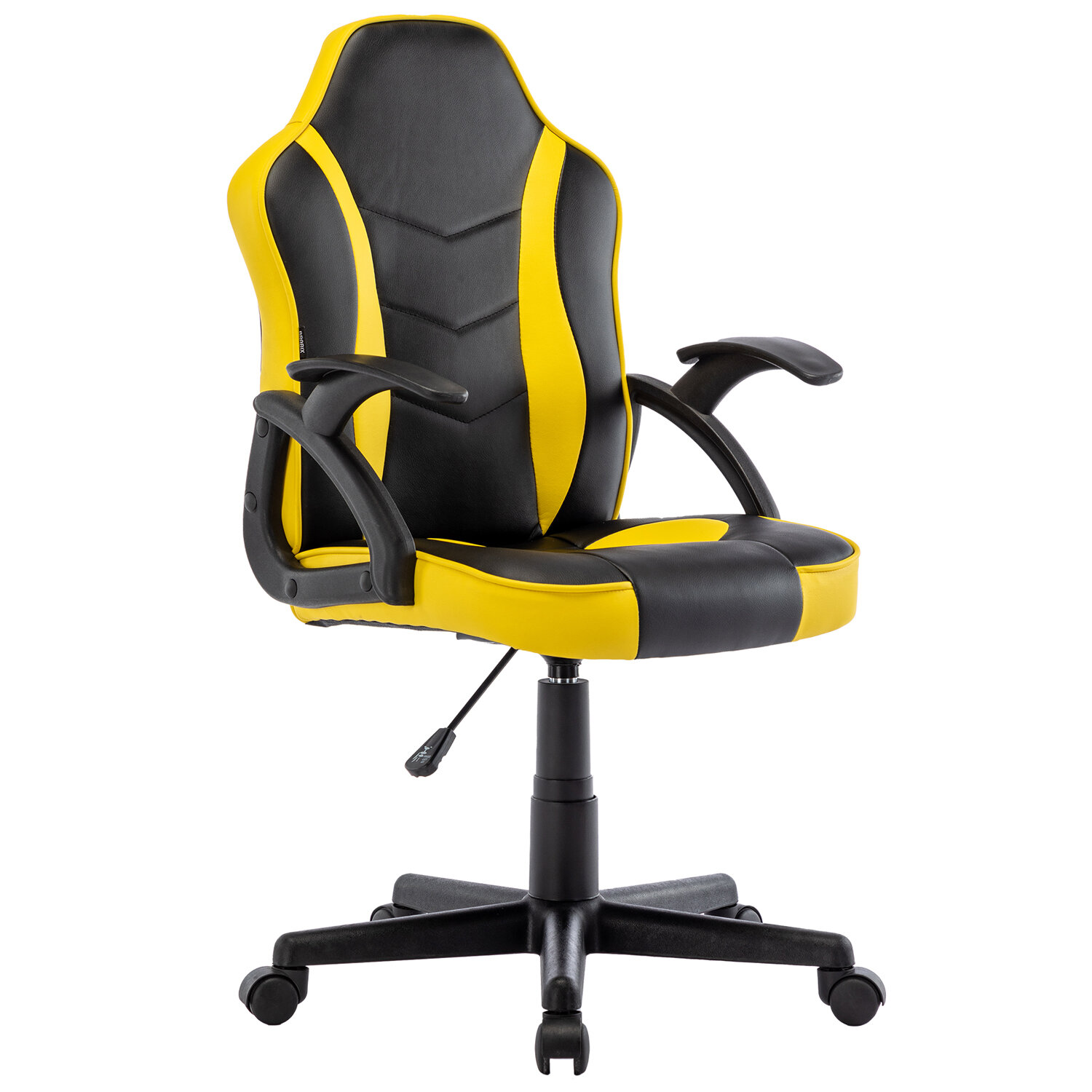 Кресло компьютерное BRABIX "Shark GM-203", экокожа, черное/желтое, 532514