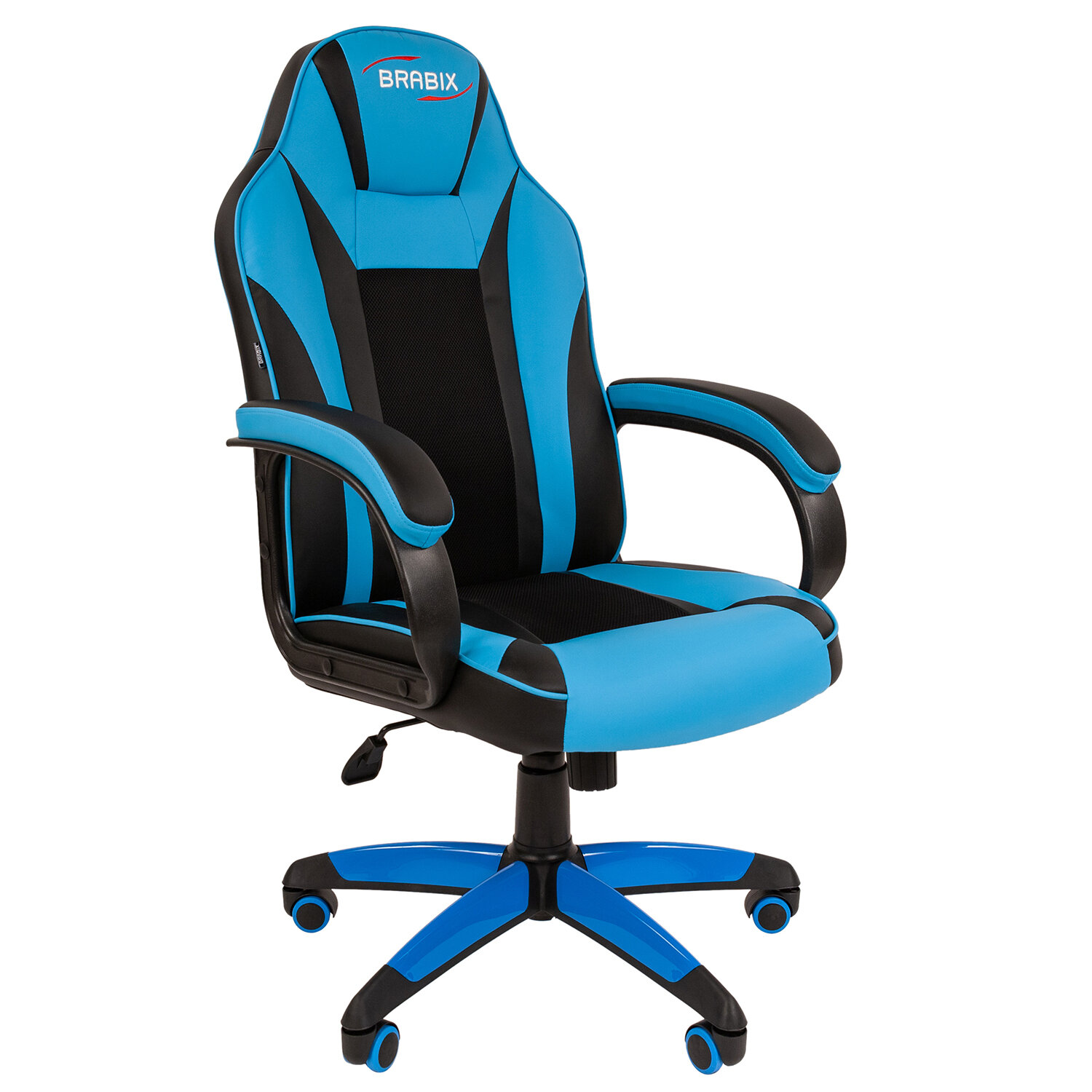 Кресло компьютерное BRABIX "Tanto GM-171", TW/экокожа, черное/голубое, 532575, 7083503