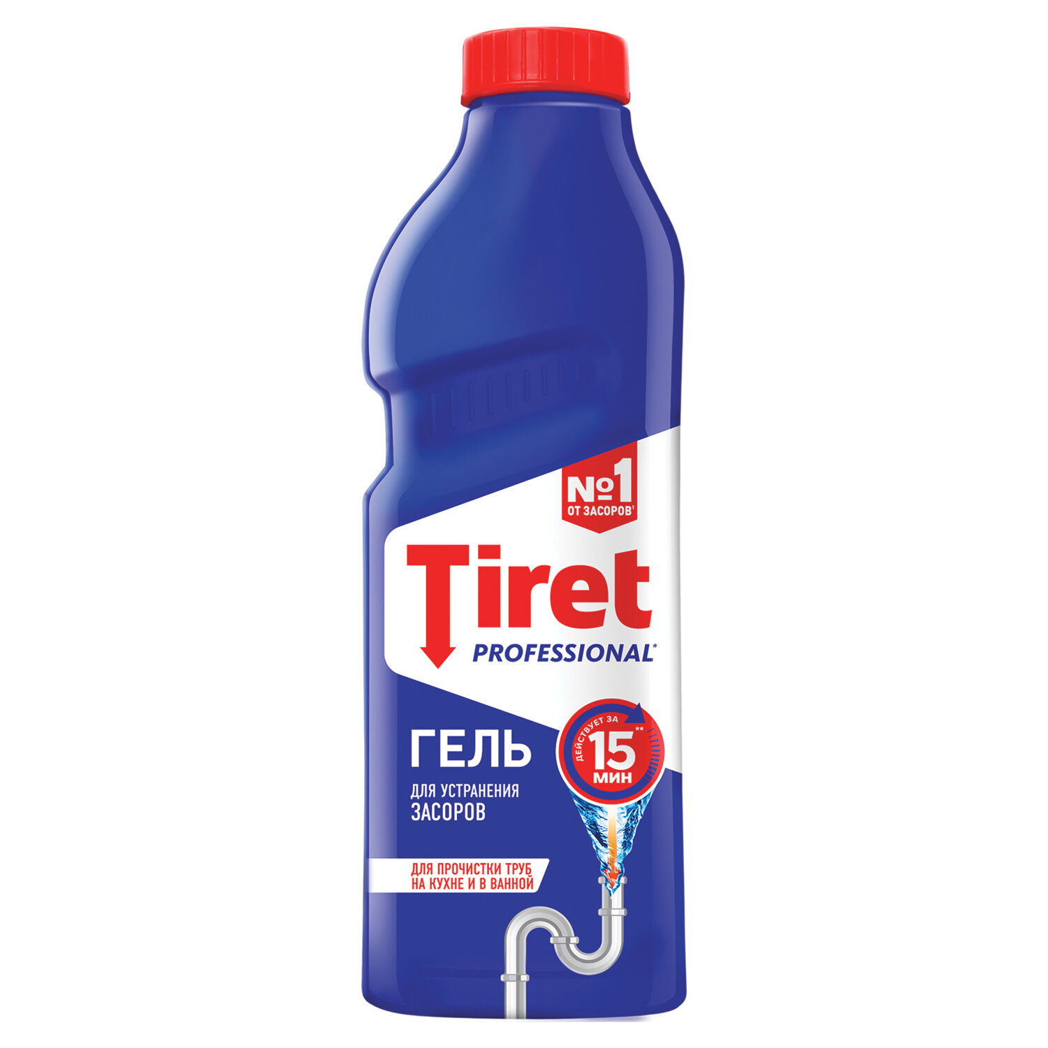 TIRET Средство для прочистки канализационных труб 1 л, TIRET (Тирет) Professional, гель