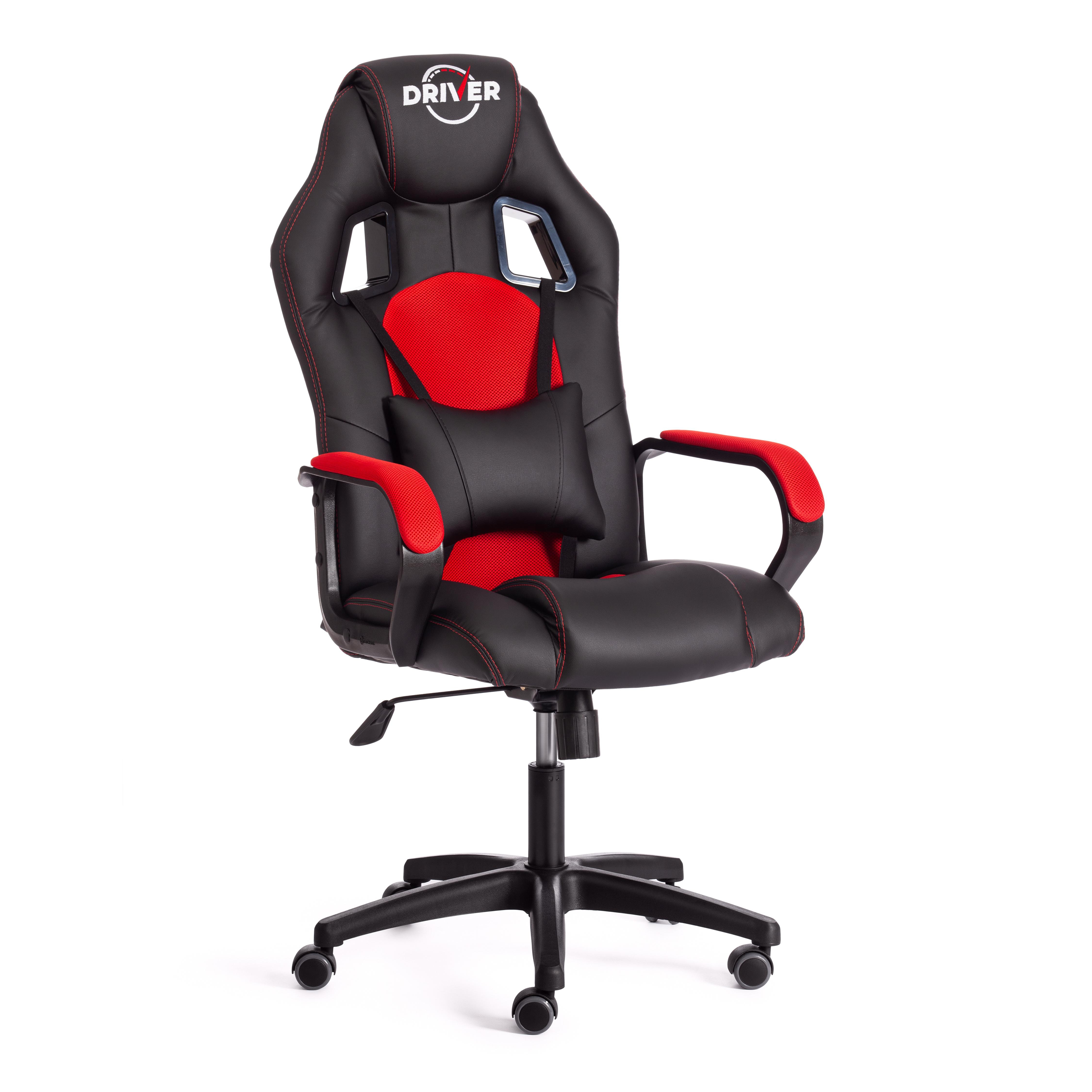 Кресло TetChair Driver-22 кожзам-ткань, черный-красный