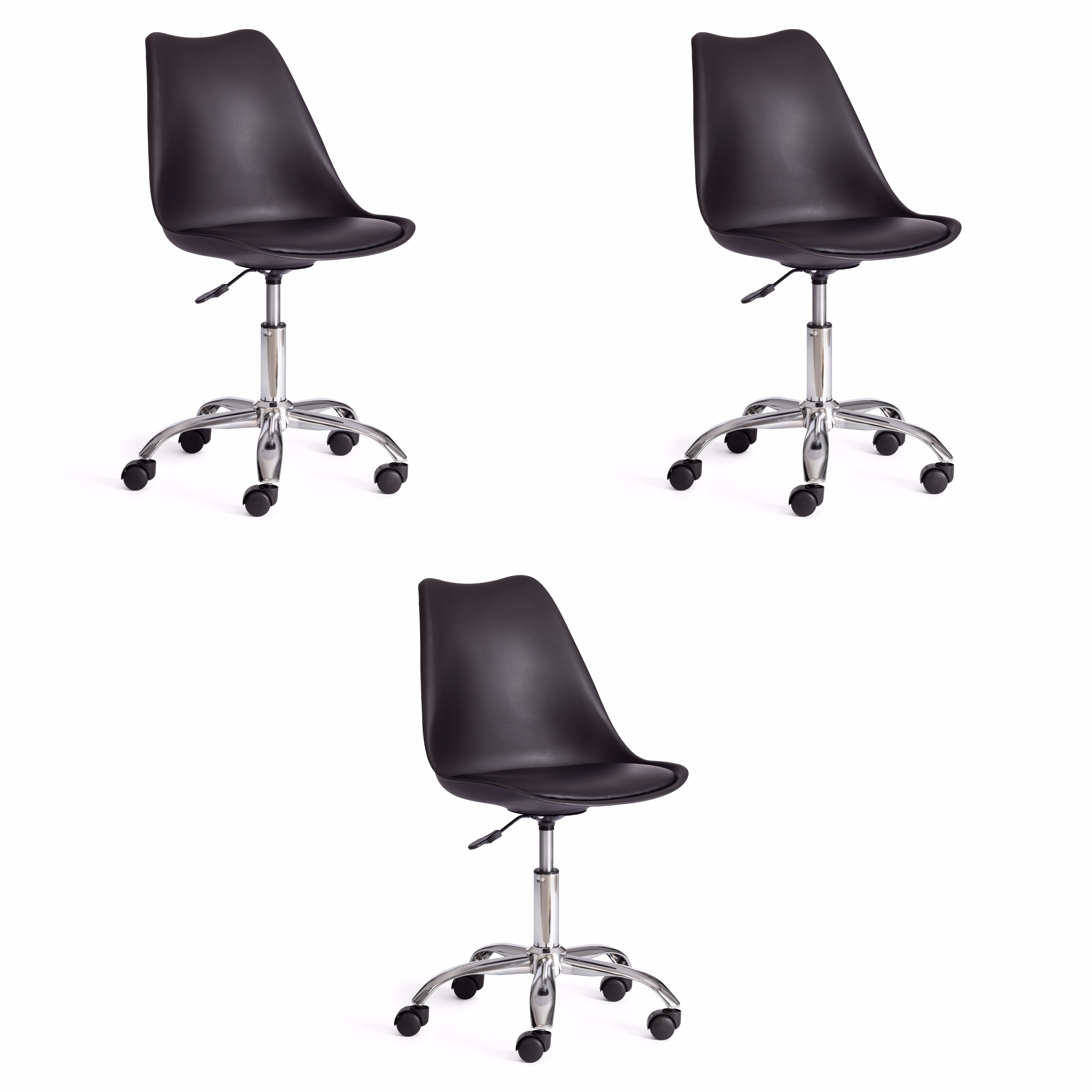 ������� ������ TetChair TULIP 106-1, ������/�������/PU, 58 x 47 x 97��, Black (������) / Chrome (����), �������� 3 ��.